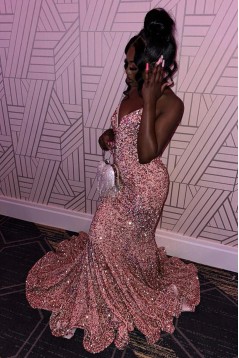 Mermaid Sparkle Sequins Long Prom Dresses 801404