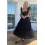 A-Line Black Tulle Prom Dresses 801407