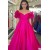 A-Line Long Satin Off the Shoulder Prom Dresses 801411