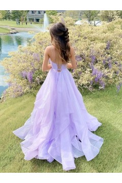 A-Line V Neck Long Prom Dresses 801412