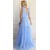 Long Blue Deep V Neck Tulle Prom Dresses 801417