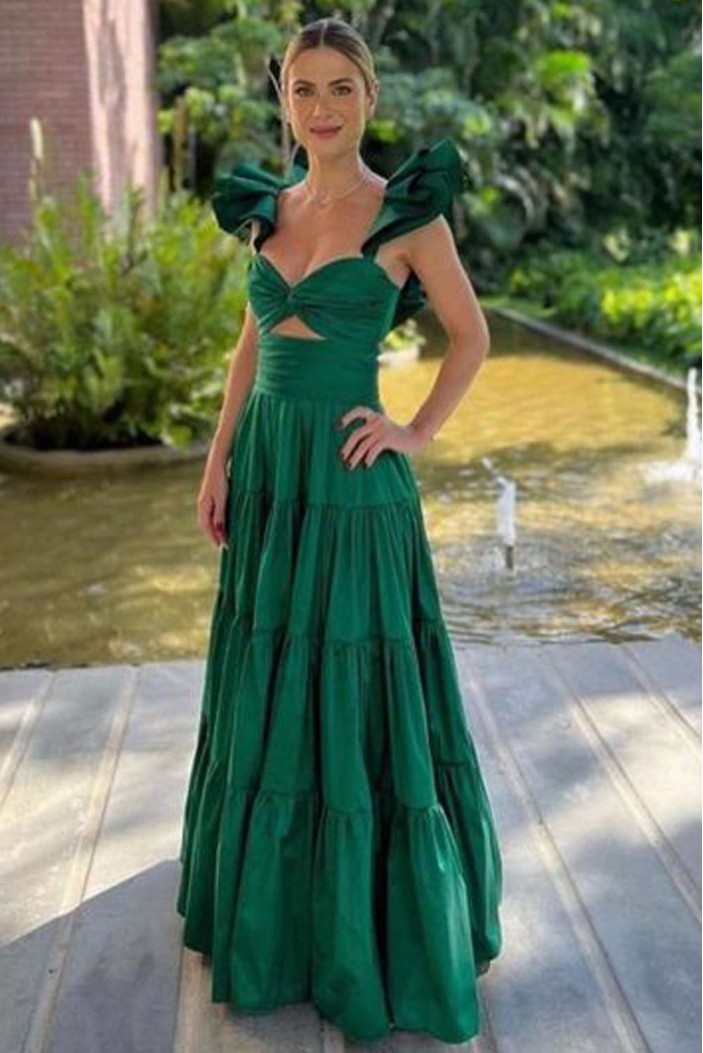 A-Line Long Green Prom Dresses 801420