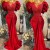 Long Red Mermaid Beaded Lace Prom Dresses 801439