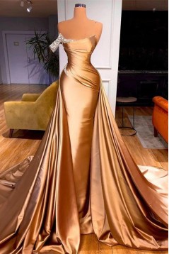 Mermaid Beaded One Shoulder Long Prom Dresses 801448