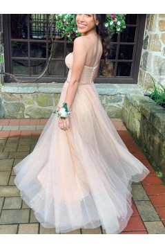 A-Line Sweetheart Tulle Long Prom Dresses 801454