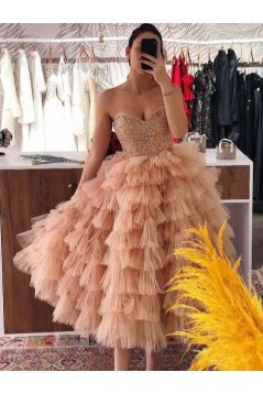 A-Line Beaded Tulle Princess Prom Dresses 801455