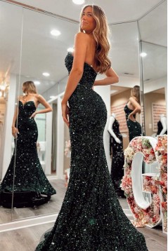 Mermaid Sweetheart Green Long Sequins Prom Dresses 801466