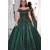 A-Line Off the Shoulder Lace and Satin Long Prom Dresses 801471