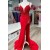Long Red Beaded Lace Appliques Spaghetti Straps Prom Dresses 801473