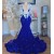 Mermaid Royal Blue Lace Sequins Long Prom Dresses 801475