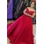 A-Line Long Red Off the Shoulder Beaded Lace Satin Prom Dresses 801479