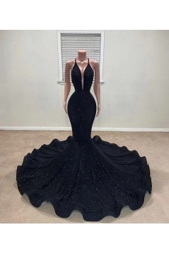 Long Black Beaded Mermaid Prom Dresses 801484