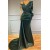 Mermaid Beaded Lace Long Sleeves Green Prom Dresses 801499