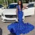 Mermaid Royal Blue Lace Sleeveless Long Prom Dresses 801526