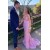 Long Pink Mermaid Spaghetti Straps Sequins Prom Dresses 801533