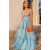 A-Line Long Blue Lace Prom Dresses 801535