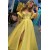 A-Line Long Yellow Satin Prom Dresses 801551