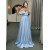 A-Line Long Blue Spaghetti Straps Prom Dresses 801563