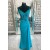 Long Blue Sheath Chiffon and Lace Prom Dresses 801583