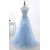 A-Line Long Blue Lace and Tulle Prom Dresses 801592