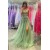 A-Line Long Green V Neck Lace and Tulle Prom Dresses 801595