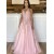 Long Pink Lace and Satin Prom Dresses Formal Evening Gowns 901031