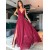 A-Line V Neck Chiffon Long Prom Dresses Formal Evening Gowns 901040