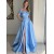 A-Line Long Blue Prom Dresses Formal Evening Gowns 901048