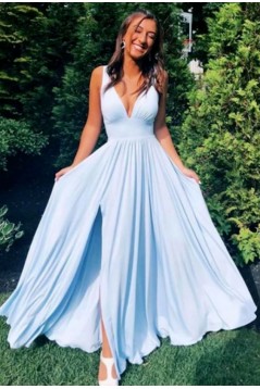 Long Red V Neck Prom Dresses Formal Evening Gowns 901060