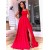 A-Line Spaghetti Straps Long Red Prom Dresses Formal Evening Gowns 901075