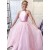 A-Line Two Pieces Sparkle Tulle Long Pink Prom Dresses Formal Evening Gowns 901136