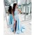 A-Line Long Blue Lace Two Pieces Prom Dress Formal Evening Gowns 901145