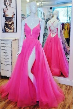 A-Line Long Tulle Prom Dress Formal Evening Gowns 901151