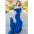 Long Blue Off the Shoulder Prom Dress Formal Evening Gowns 901155