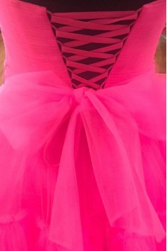 High Low Strapless Tulle Prom Dress Formal Evening Gowns 901164