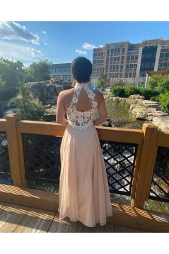 A-Line Lace and Chiffon Long Prom Dress Formal Evening Gowns 901169