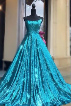 A-Line Spaghetti Straps Sequin Prom Dress Formal Evening Gowns 901171