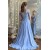Long Blue Chiffon and Lace Prom Dress Formal Evening Gowns 901188