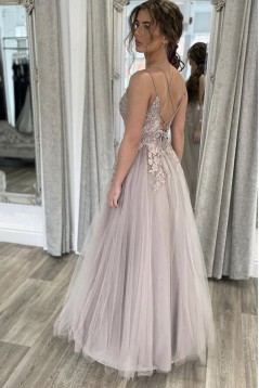 A-Line Lace and Tulle Prom Dress Formal Evening Gowns 901196