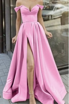 Long Satin Off the Shoulder Prom Dress Formal Evening Gowns 901204