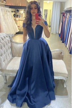Long Satin Off the Shoulder Prom Dress Formal Evening Gowns 901205