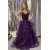 Long Beaded Purple Tulle Prom Dress Formal Evening Gowns 901207