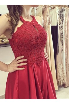 Long Red Lace Prom Dress Formal Evening Gowns 901218