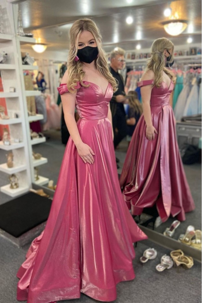 A-Line Off the Shoulder Long Prom Dress Formal Evening Gowns 901219