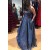 A-Line Long Blue Lace Sparkle Prom Dress Formal Evening Gowns 901231