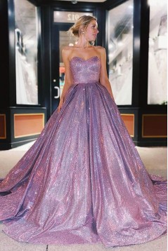 A-Line Sparkle Long Strapless Prom Dress Formal Evening Gowns 901238