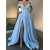 Elegant Long Blue Satin Off the Shoulder Prom Dress Formal Evening Gowns 901260