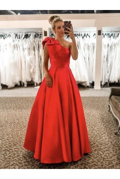 Long Satin One Shoulder Prom Dress Formal Evening Gowns 901263
