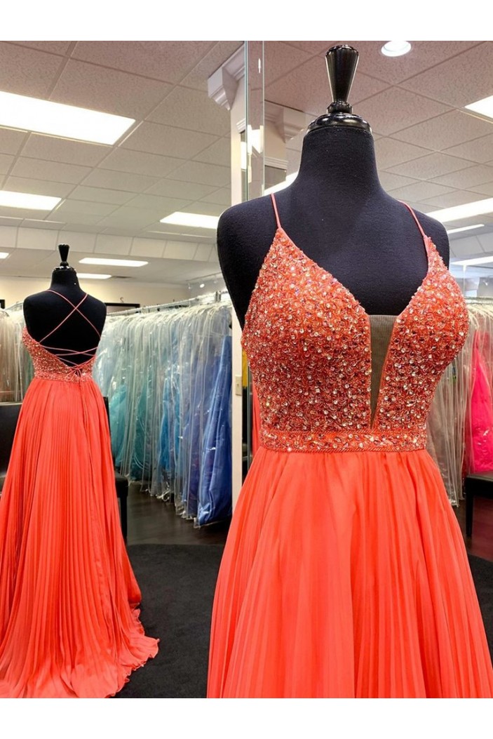Long Beaded Chiffon Prom Dress Formal Evening Gowns 901272