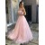 Long Pink Lace and Tulle Prom Dress Formal Evening Gowns 901281